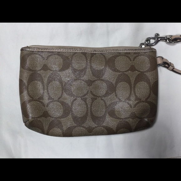 Coach Signature Khaki Horse & Carriage Wristlet - Picture 3 of 9